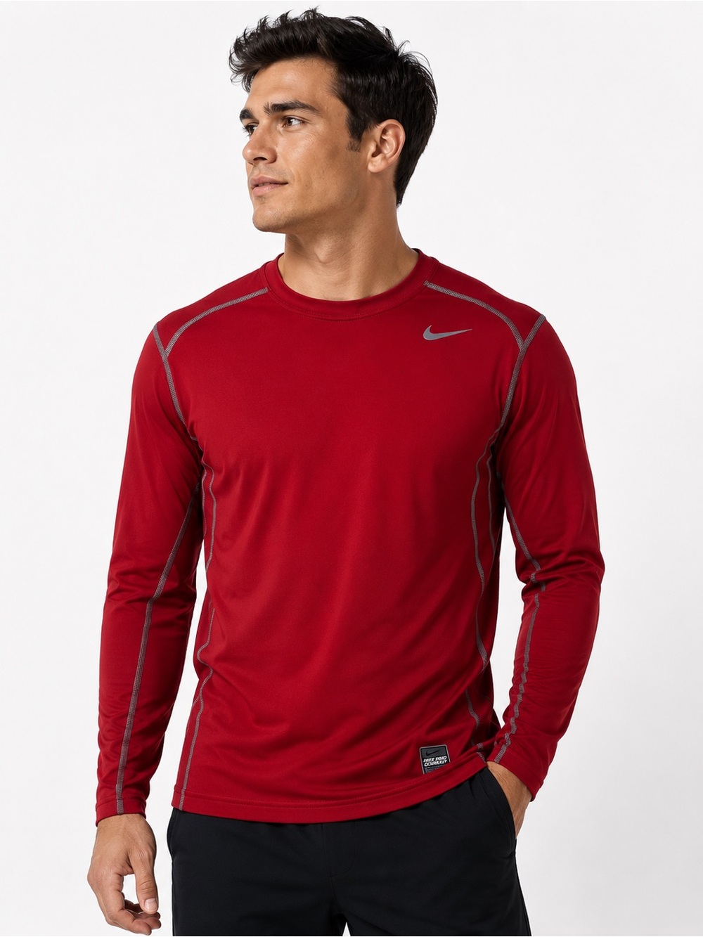 Nike Pro Combat long-sleeve Dri-FIT fitted compression red shirt